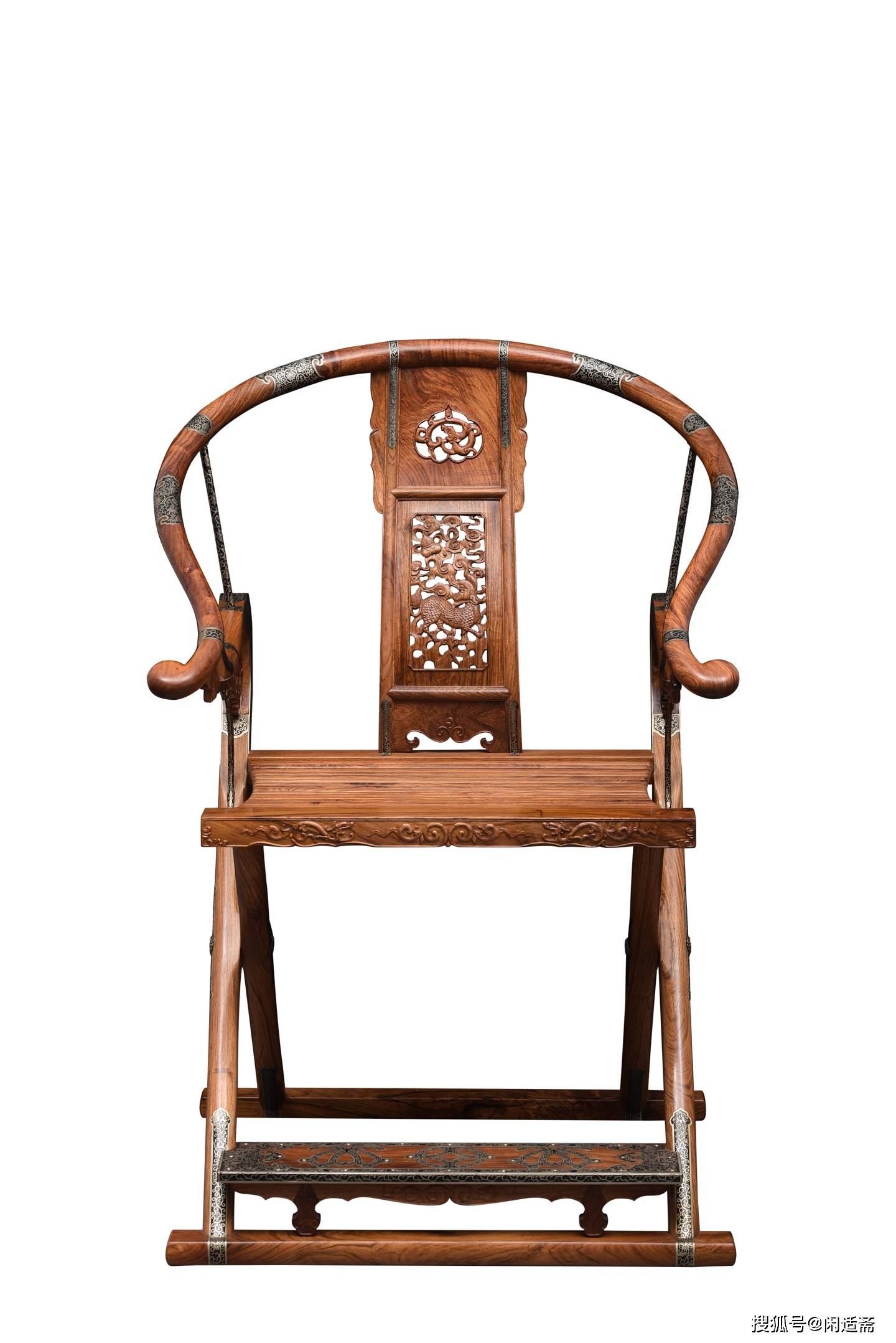 原創匠心造器，收藏珍品，黃花梨麒麟紋交椅